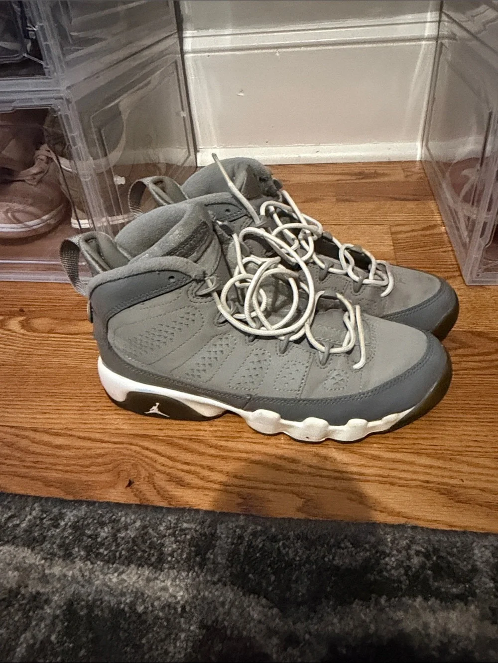 Jordan Grey and White High-Top Sneakers